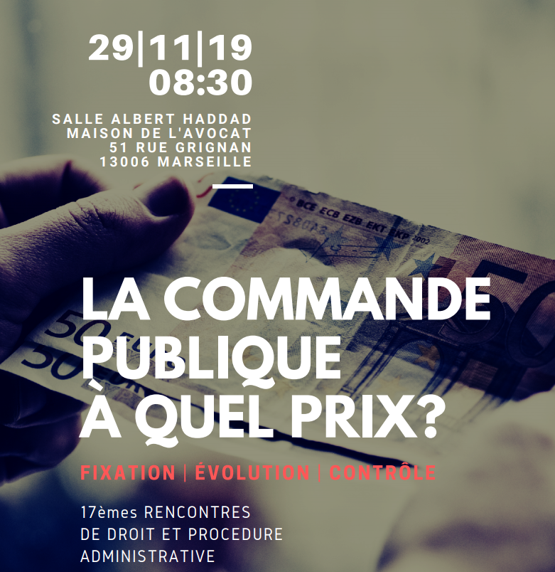 Colloque RDPA à Marseille le 29 novembre prochain : la commande publique à quel prix ?